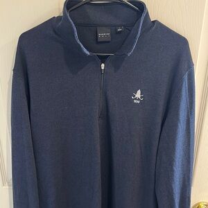 Blue Zip Up Sweater with White Trim and Kangol Logo